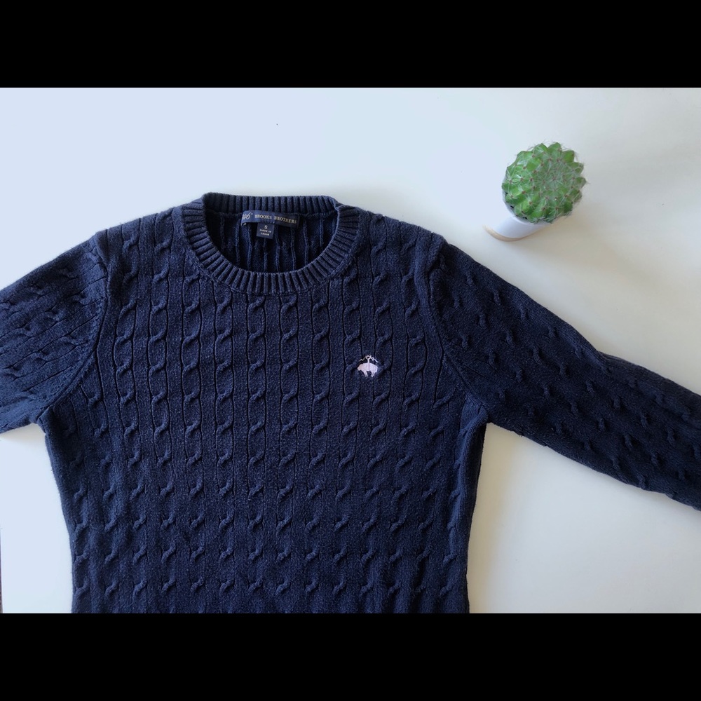 Brooks Brothers navy Cable-knit women’s sweater